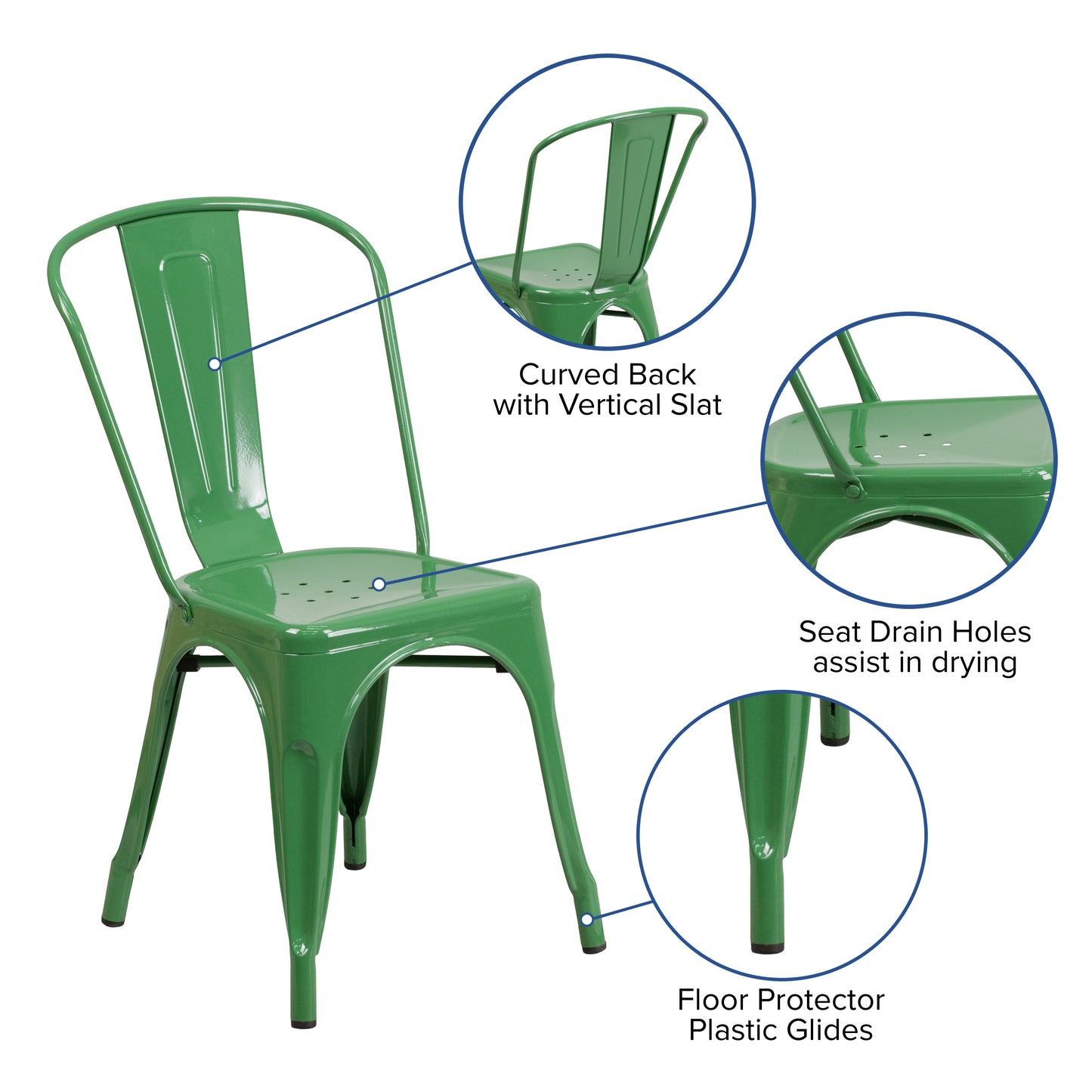 Stackable Metal Dining Chair for Indoor or Outdoor Use