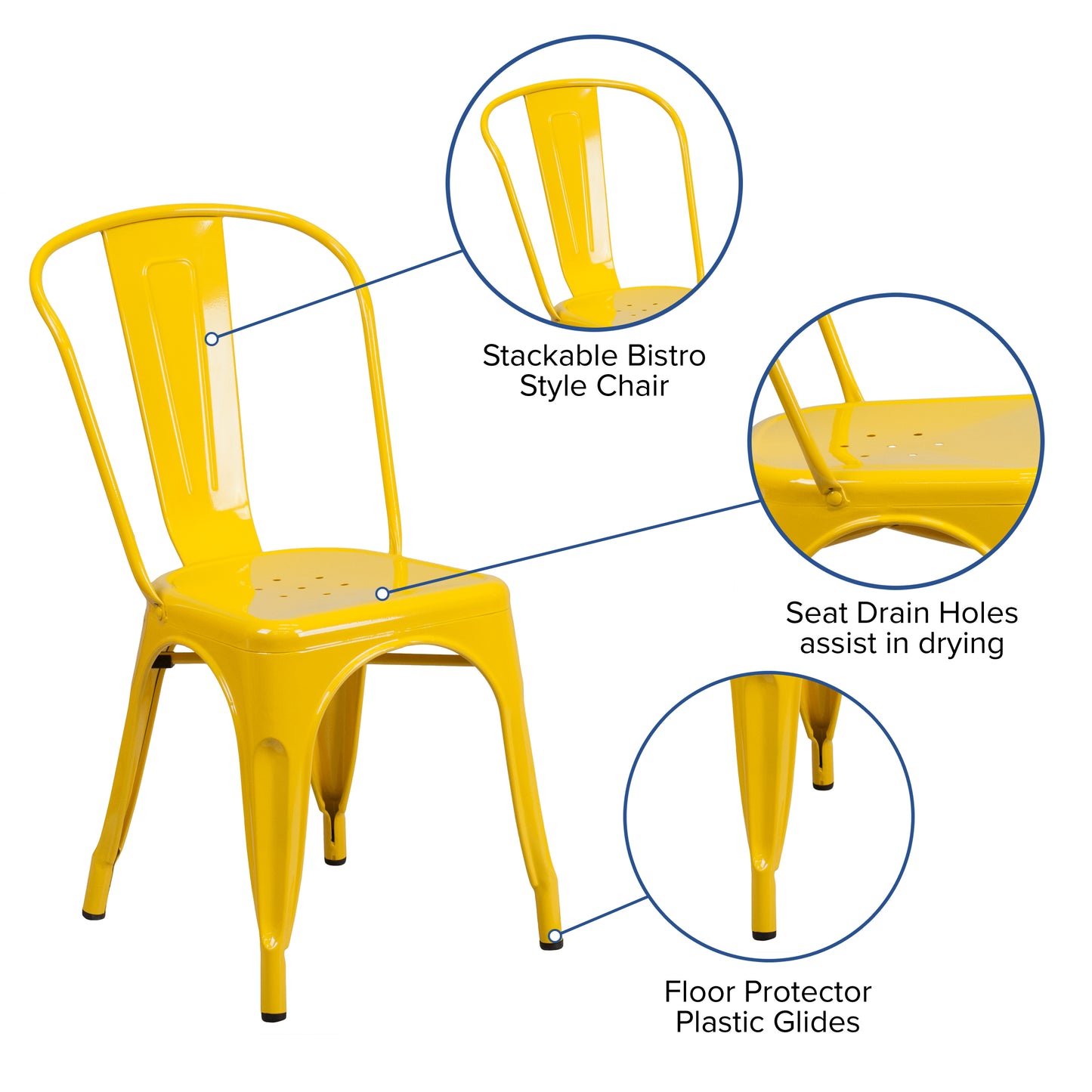 Stackable Metal Dining Chair for Indoor or Outdoor Use