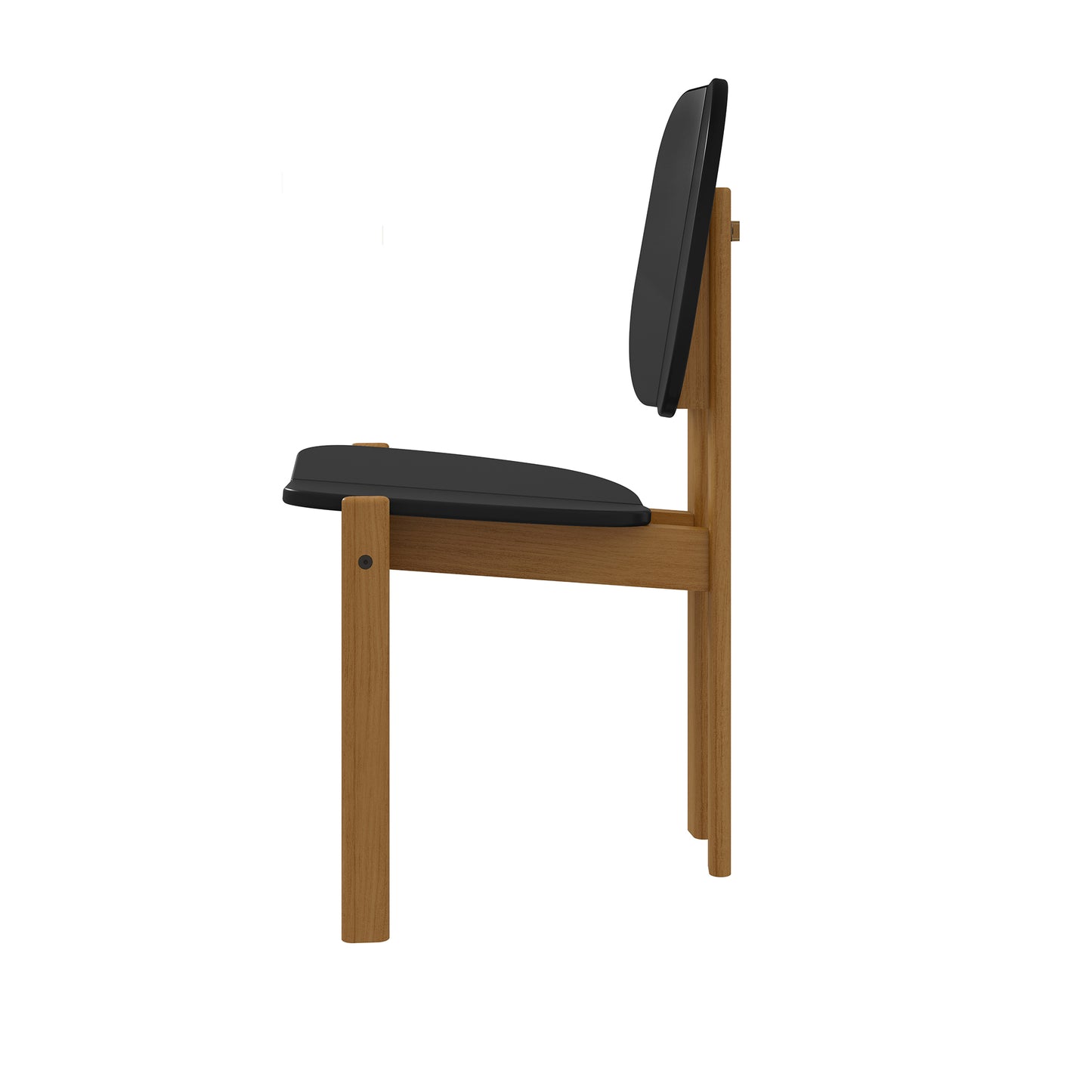 Manhattan Comfort Mid-Century Modern Gales Dining Chair with Solid Wood Legs in Black - Set of 2 DC-83938-BK