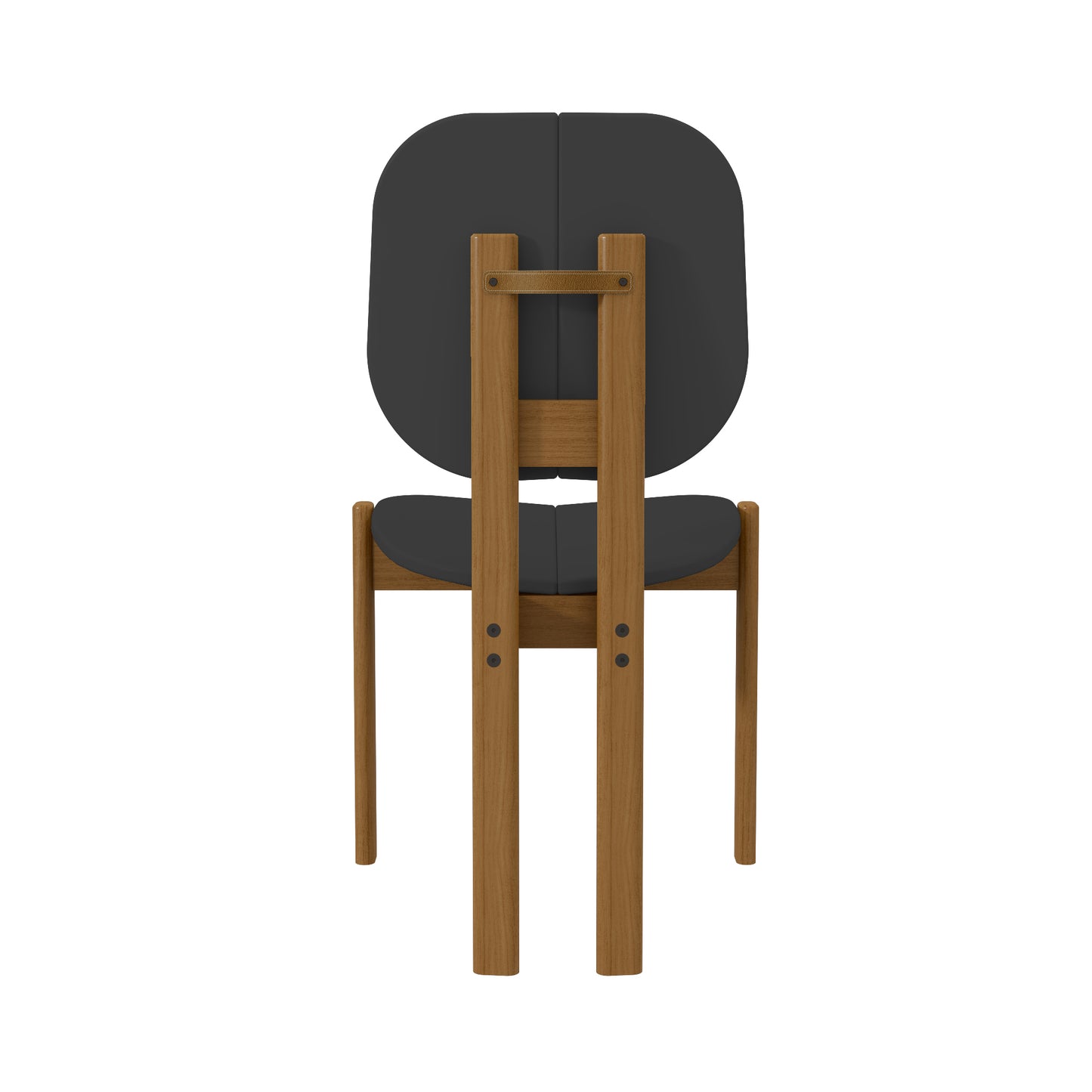 Manhattan Comfort Mid-Century Modern Gales Dining Chair with Solid Wood Legs in Black - Set of 2 DC-83938-BK