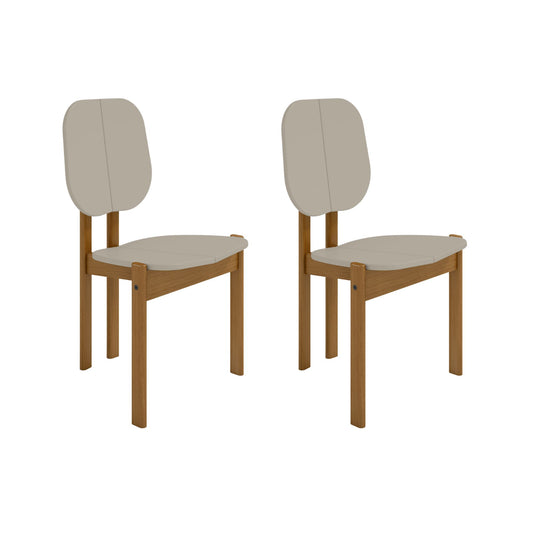 Manhattan Comfort Mid-Century Modern Gales Dining Chair with Solid Wood Legs in Greige - Set of 2 DC-83938-OW