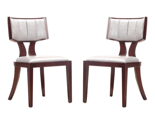 Manhattan Comfort Pulitzer Silver and Walnut Faux Leather Dining Chair (Set of Two) DC001-SV