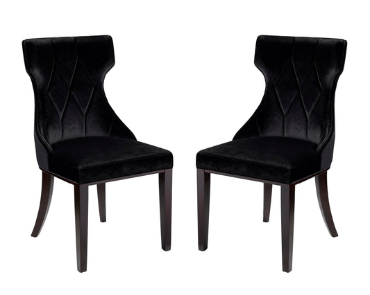 Manhattan Comfort Reine Black and Walnut Velvet Dining Chair (Set of Two) DC007-BK