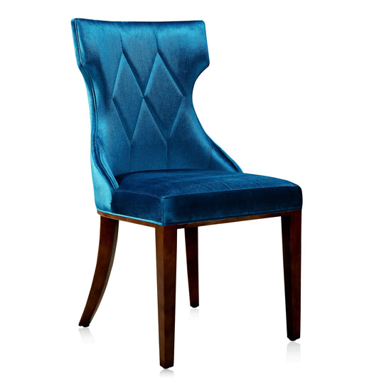 Manhattan Comfort Reine Cobalt Blue and Walnut Velvet Dining Chair (Set of Two) DC007-CB