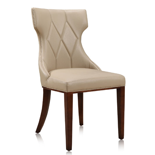 Manhattan Comfort Reine Cream and Walnut Faux Leather Dining Chair (Set of Two) DC007-CR