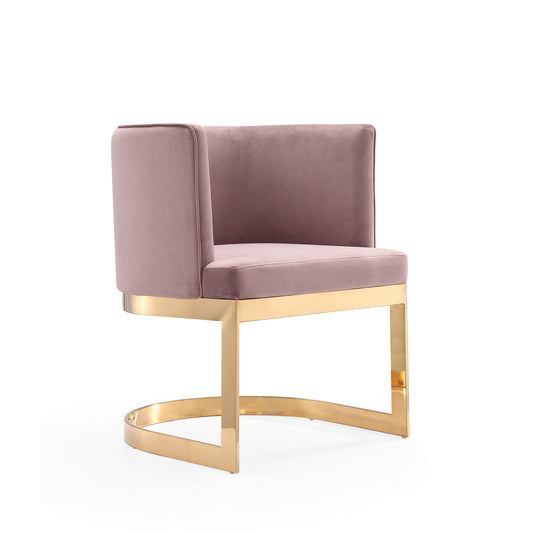 Manhattan Comfort Aura Blush and Polished Brass Velvet Dining Chair DC026-BH