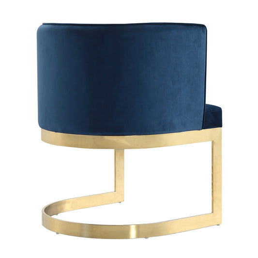 Manhattan Comfort Aura Royal Blue and Polished Brass Velvet Dining Chair DC026-BL