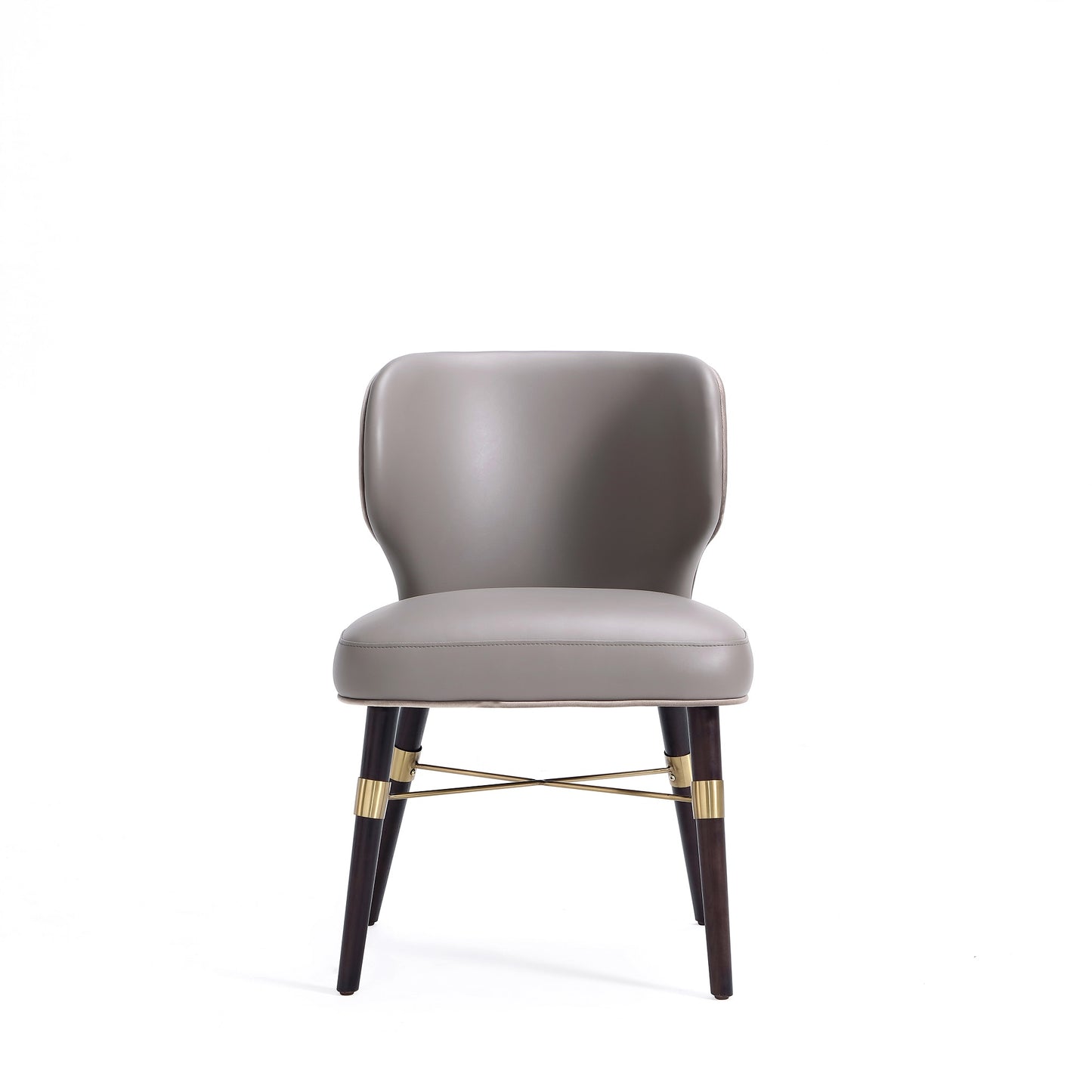 Manhattan Comfort Modern Strine Dining Chair Upholstered in Velvet and Leatherette with Solid Wood Legs in Dark Taupe DC045-DT