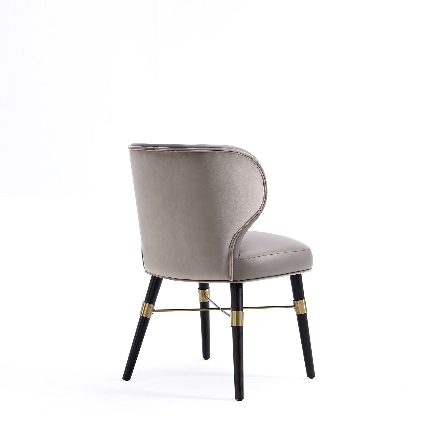 Manhattan Comfort Modern Strine Dining Chair Upholstered in Velvet and Leatherette with Solid Wood Legs in Dark Taupe DC045-DT