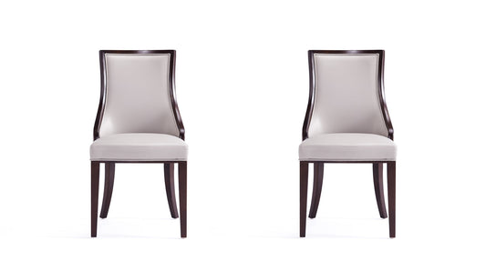 Manhattan Comfort Grand Faux Leather Dining Chairs - Set of 2 in Light Grey DC048-LG