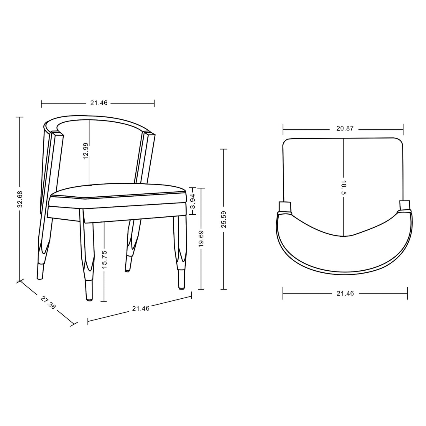 Manhattan Comfort Modern Ola Chenille Dining Chair in Cream DC075-CR