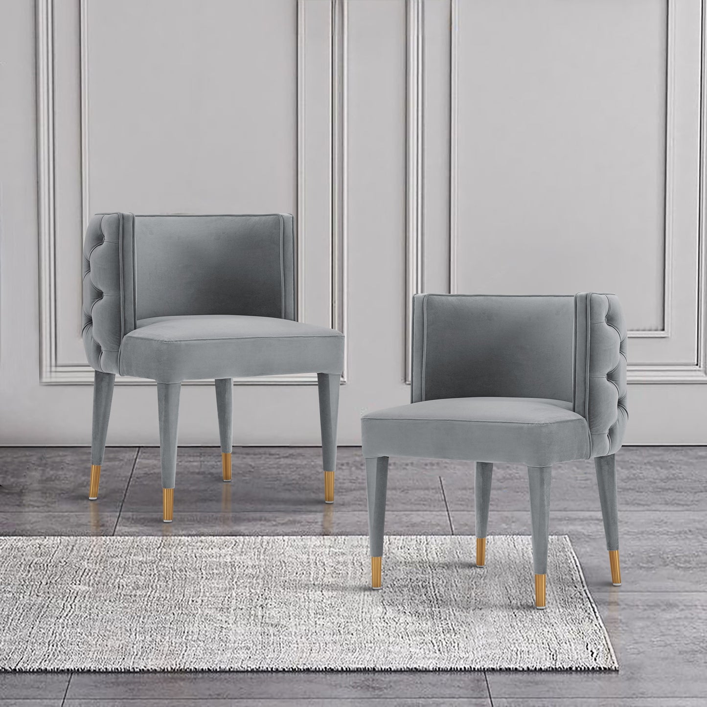 Manhattan Comfort Modern Maya Tufted Velvet Dining Chair in Grey DC079-GY