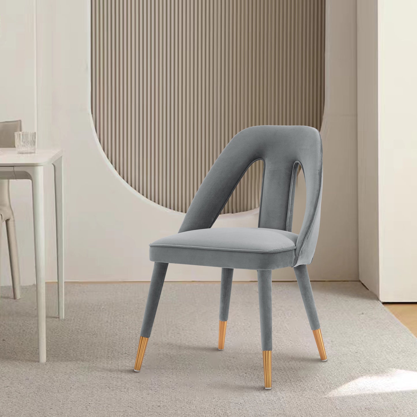 Manhattan Comfort Modern Neda Velvet  Dining Chair in Grey DC081-GY