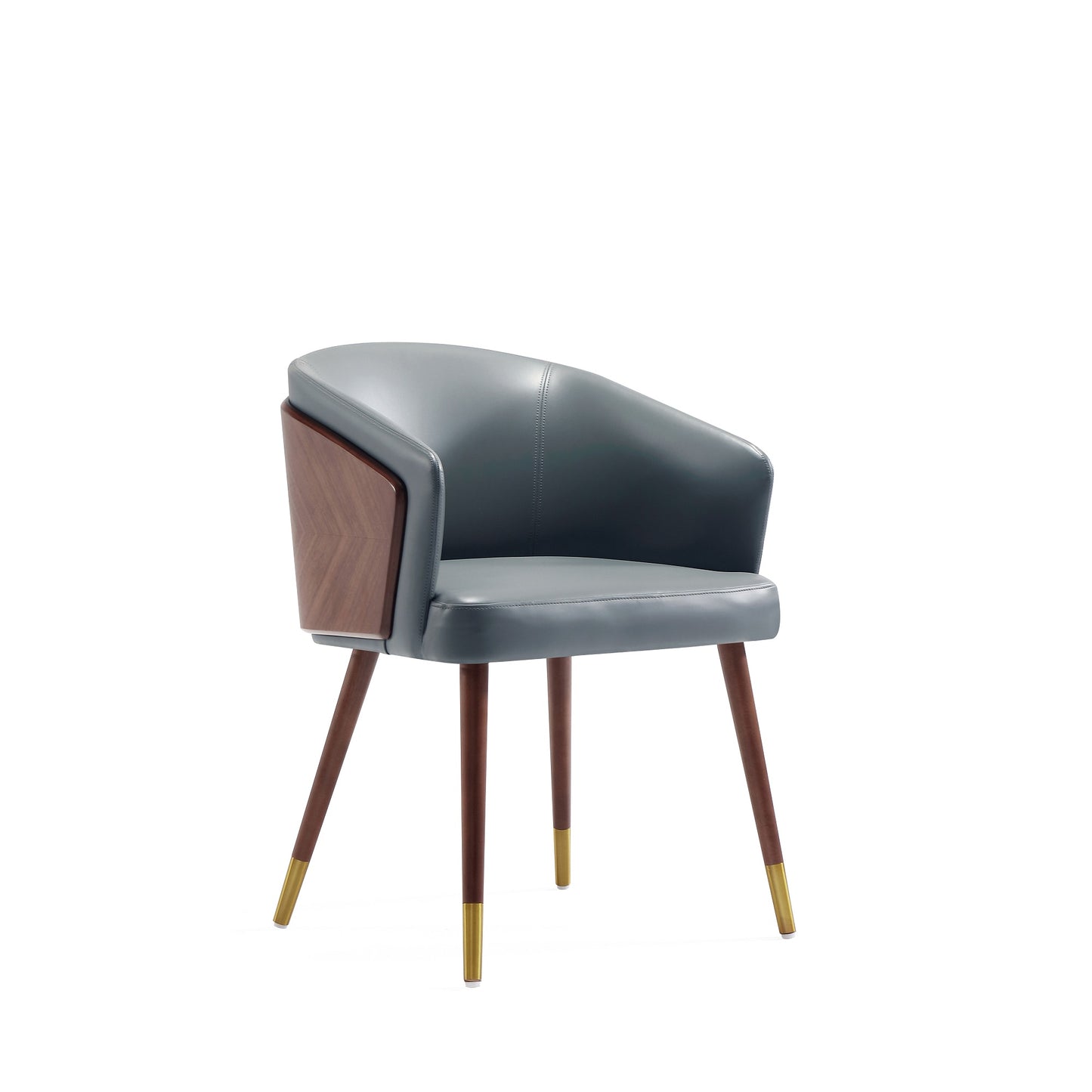 Manhattan Comfort Modern Raya Dining Chair Upholstered in Leatherette with Beech Wood Back and Solid Wood Legs in Walnut and Graphite Grey DC082-GY