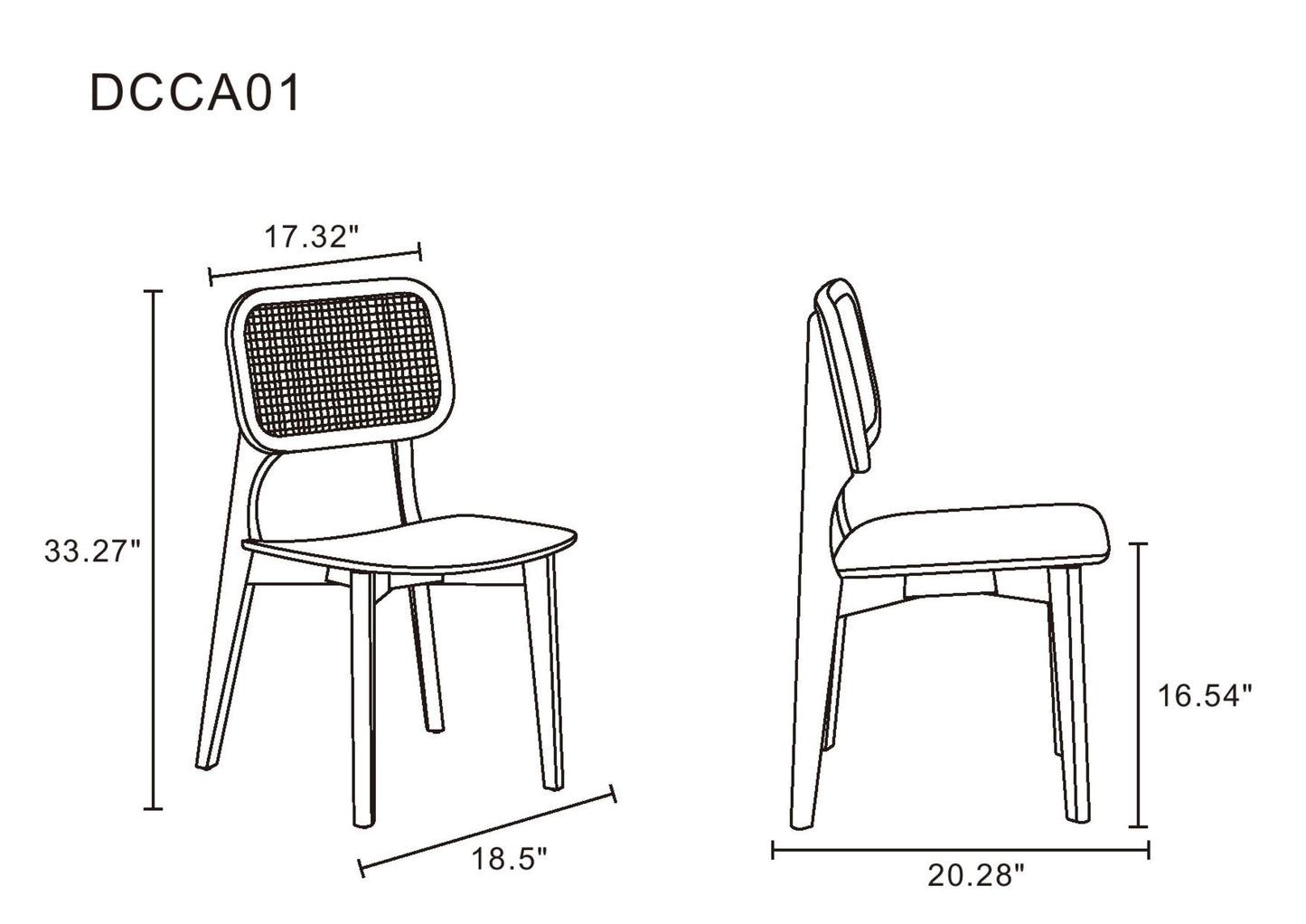 Manhattan Comfort Versailles Square Dining Chair in Nature Cane - Set of 2 DCCA01-NA