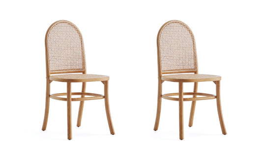 Manhattan Comfort Paragon Dining Chair 2.0 in Nature and Cane - Set of 2 DCCA12-NA