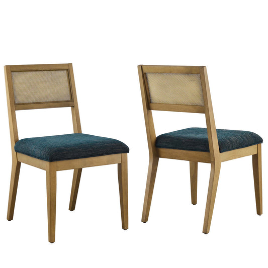 Nimba Faux Rattan Fabric Dining Chairs Set of 2 by Modway EEI-6781-FRO-HEA