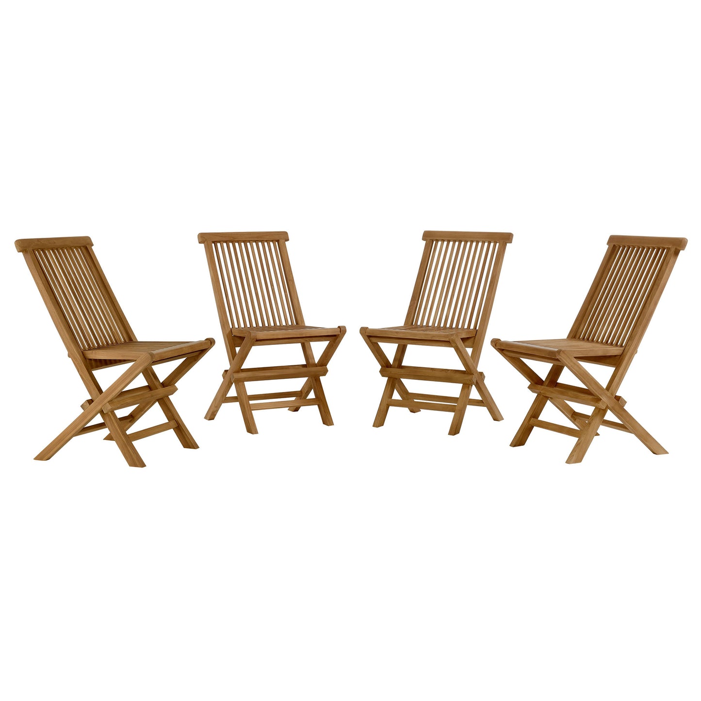 Vienna Outdoor Patio Teak Wood Folding Dining Chairs Set of 4 by Modway EEI-6812-NAT