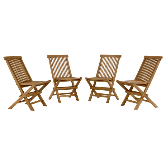 Vienna Outdoor Patio Teak Wood Folding Dining Chairs Set of 4 by Modway EEI-6812-NAT