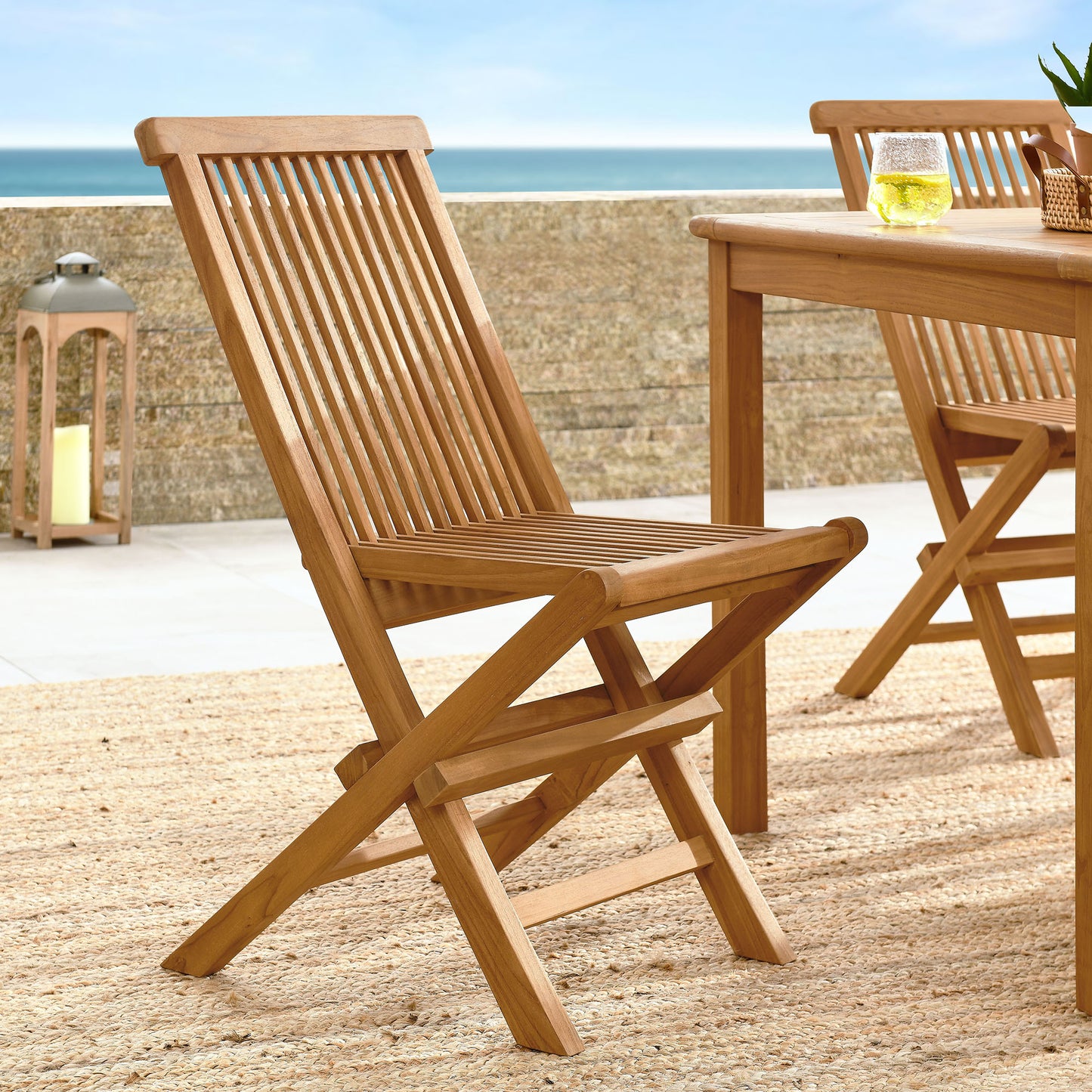 Vienna Outdoor Patio Teak Wood Folding Dining Chairs Set of 4 by Modway EEI-6812-NAT