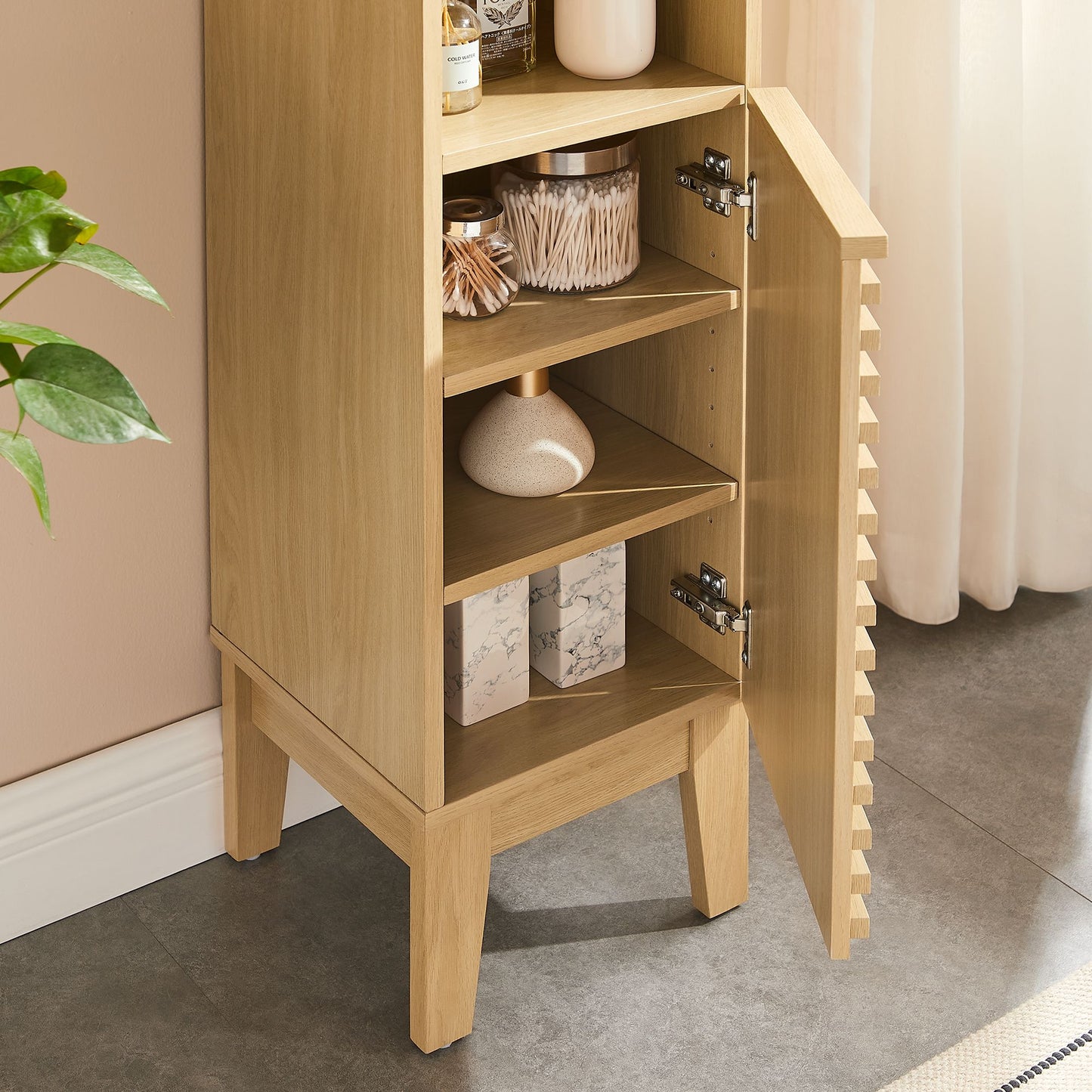 Render Tall Narrow Bathroom Storage Cabinet by Modway EEI-6851-OAK