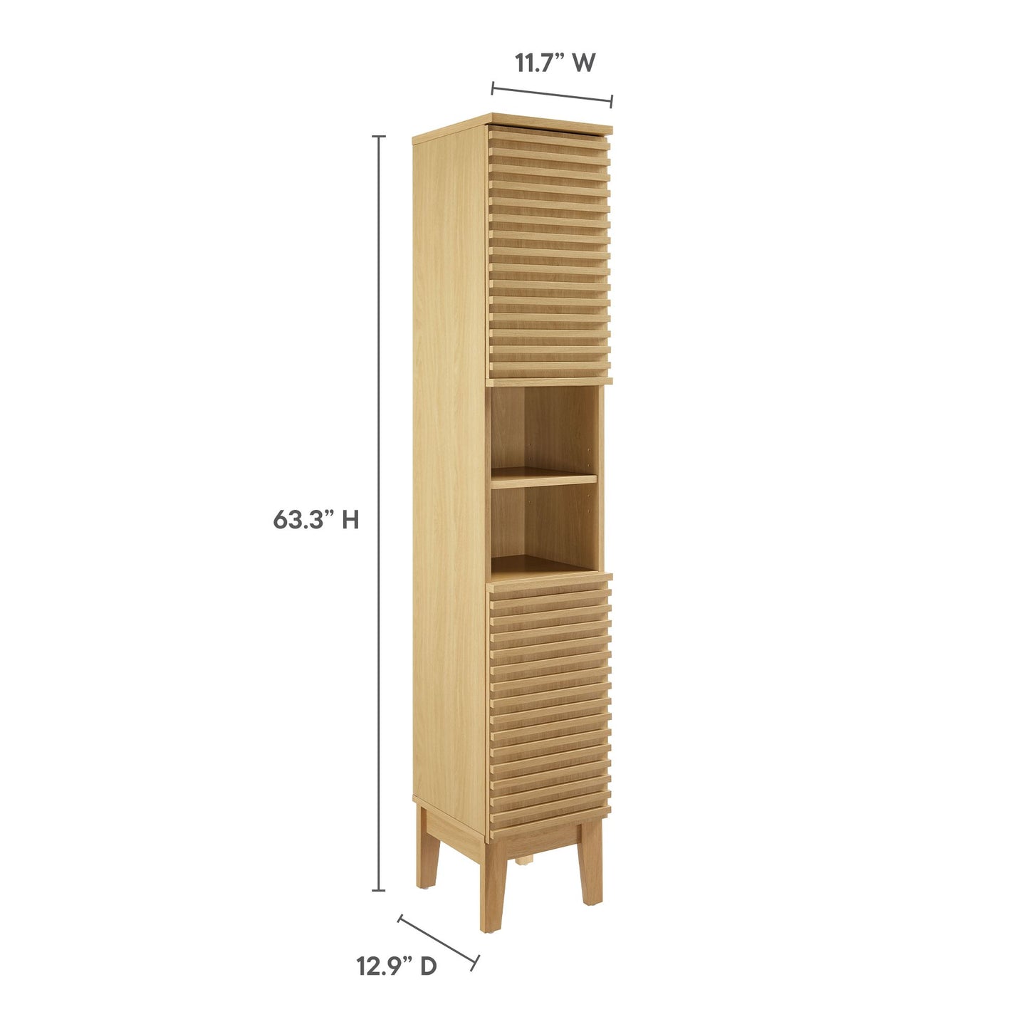 Render Tall Narrow Bathroom Storage Cabinet by Modway EEI-6851-OAK