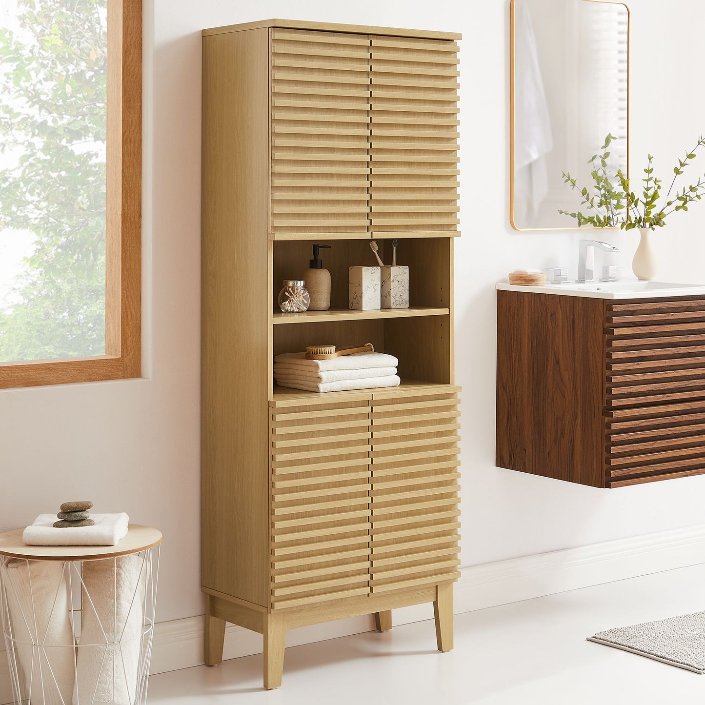 Render Tall Bathroom Storage Cabinet by Modway EEI-6852-OAK