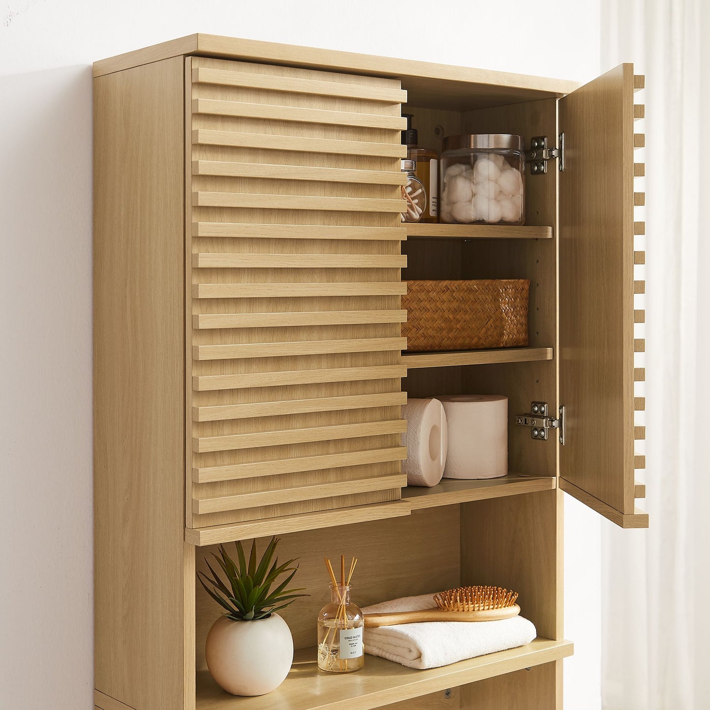 Render Over the Toilet Bathroom Storage Cabinet by Modway EEI-6853-OAK