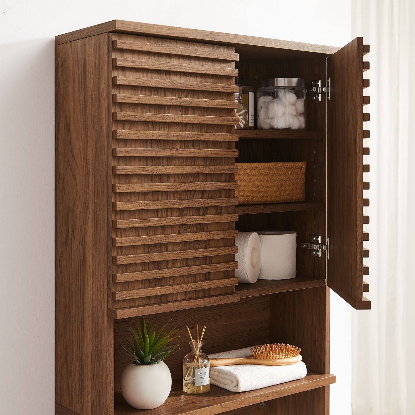 Render Over the Toilet Bathroom Storage Cabinet by Modway EEI-6853-WAL