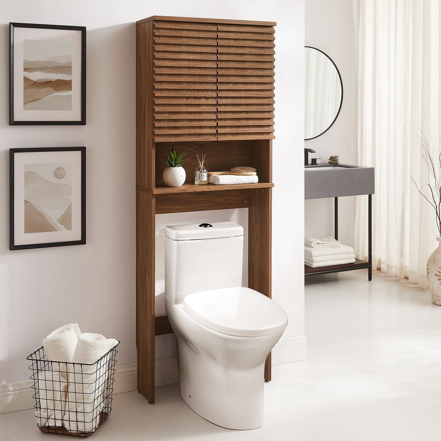 Render Over the Toilet Bathroom Storage Cabinet by Modway EEI-6853-WAL