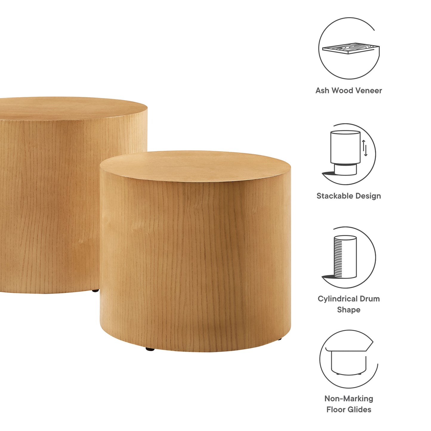 Amani Round Nesting Coffee Tables Set of 2 by Modway