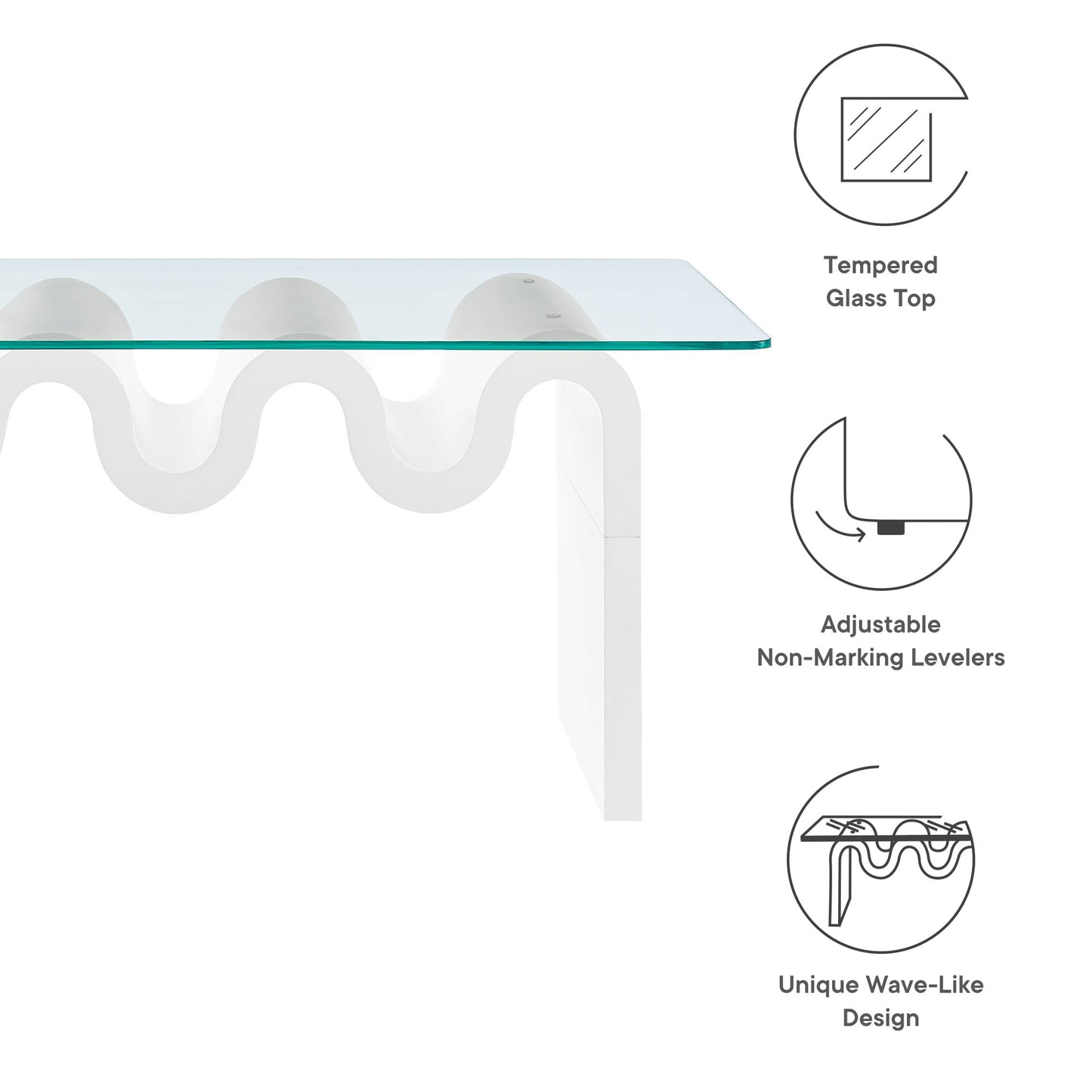 Ondine Glass Top Coffee Table by Modway EEI-6900