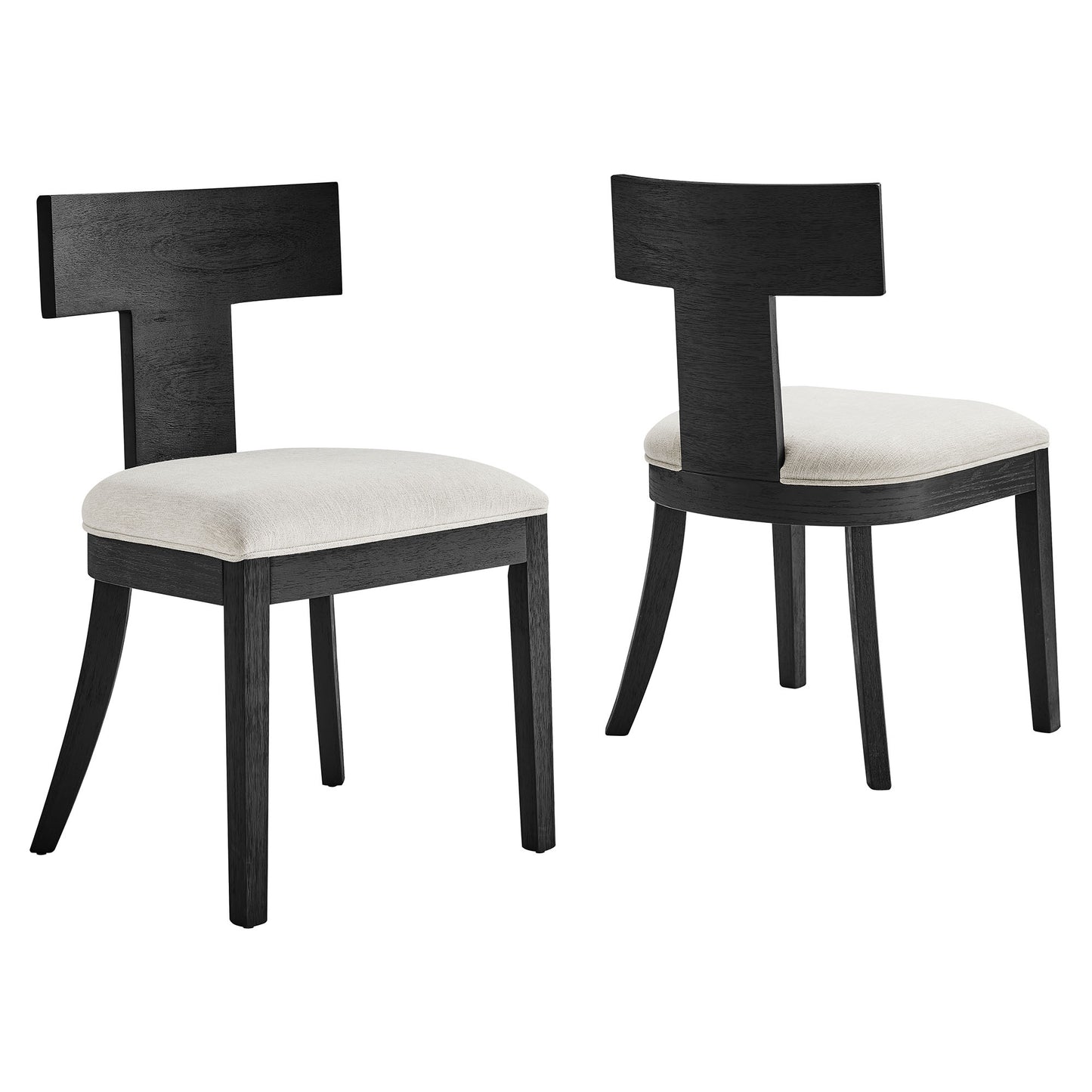 Peregrine Wood and Fabric Upholstered Dining Chairs Set of 2 by Modway