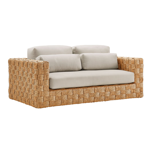 Thames Outdoor Patio Wicker Outdoor Patio Rattan Loveseat by Modway EEI-6924-NAT-LGR