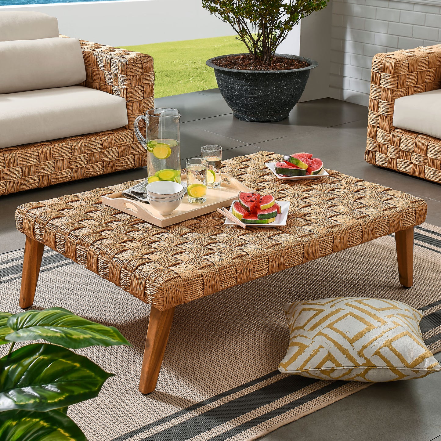 Thames Outdoor Patio Wicker Outdoor Patio Rattan Coffee Table by Modway EEI-6926-NAT