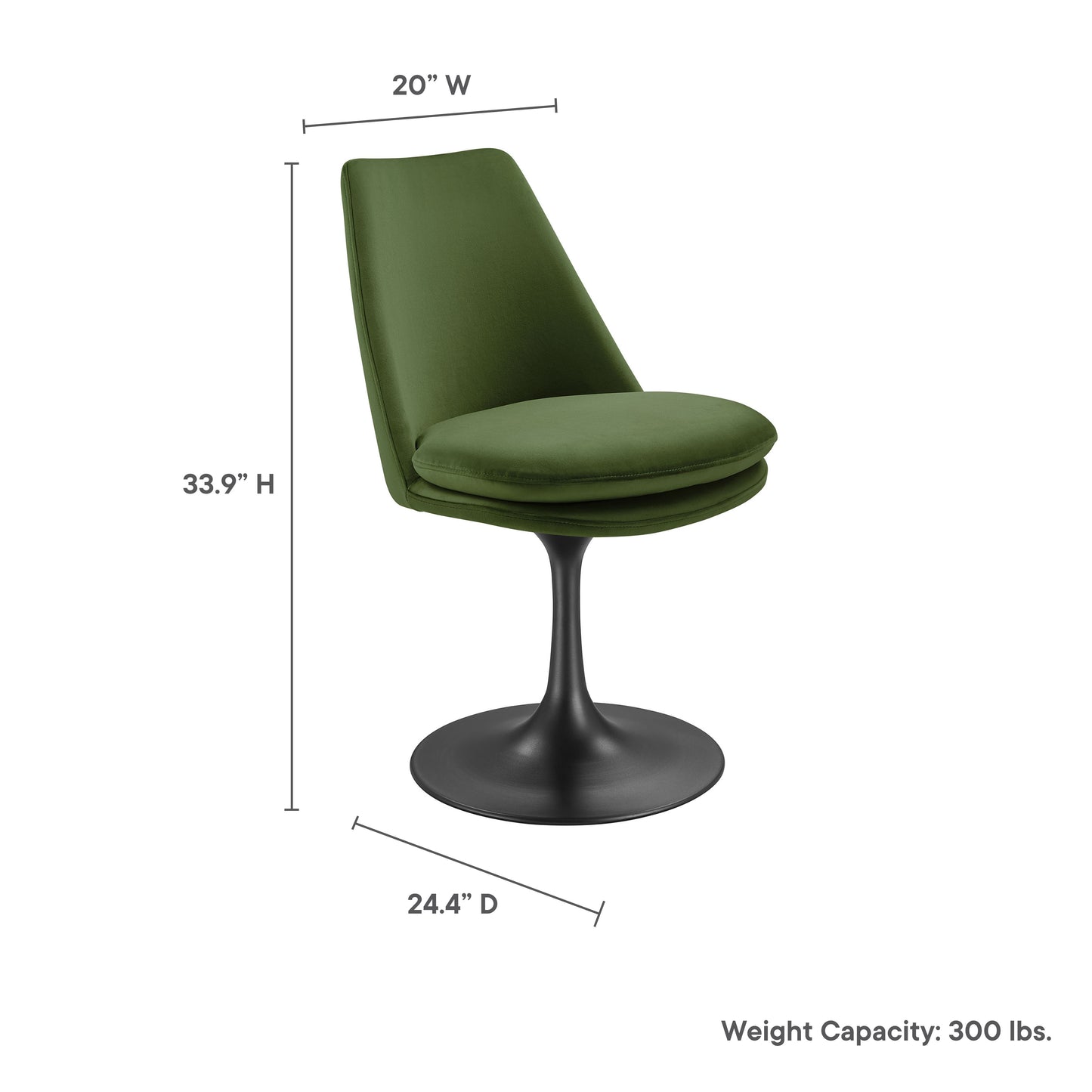 Lippa Performance Velvet Swivel Dining Chair by Modway EEI-6954-BLK-MOG