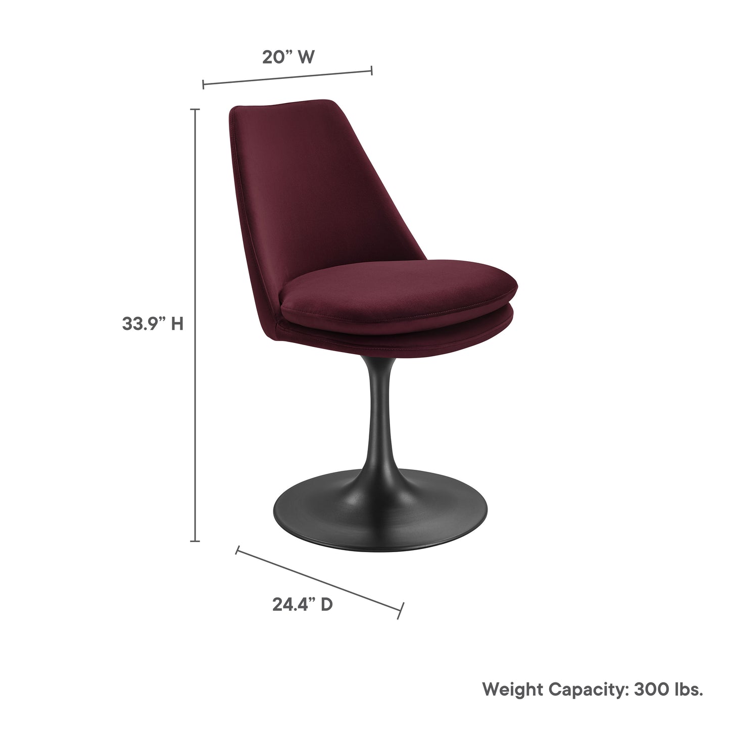 Lippa Performance Velvet Swivel Dining Chair by Modway EEI-6954-BLK-MUL