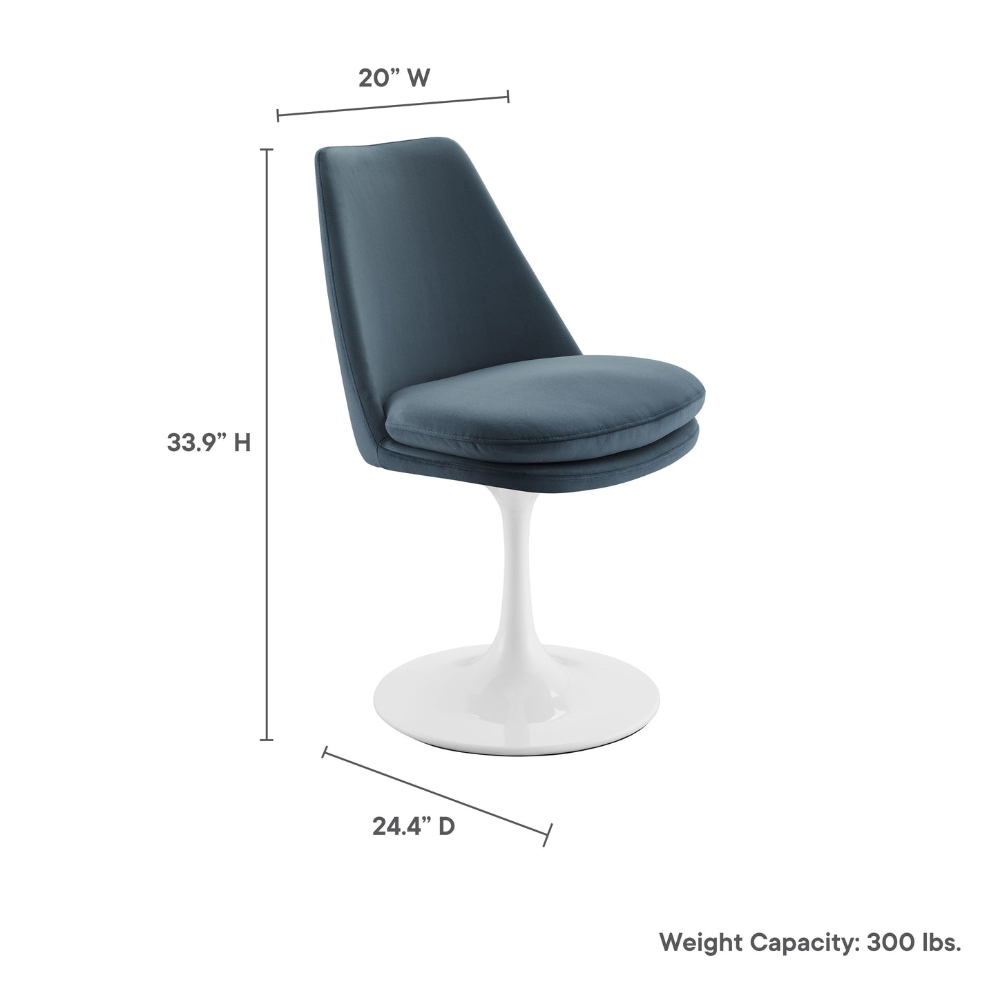 Lippa Performance Velvet Swivel Dining Chair by Modway EEI-6954-WHI-CAB