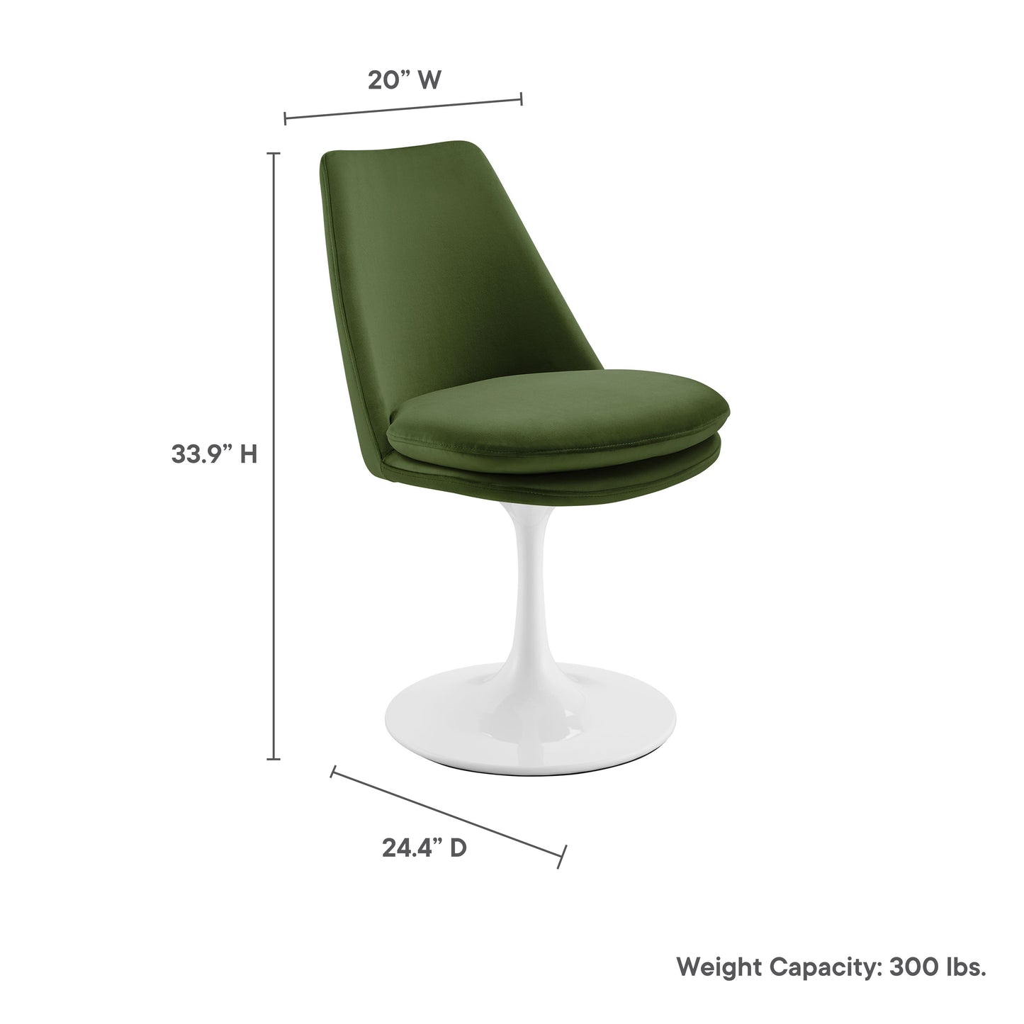 Lippa Performance Velvet Swivel Dining Chair by Modway EEI-6954-WHI-MOG