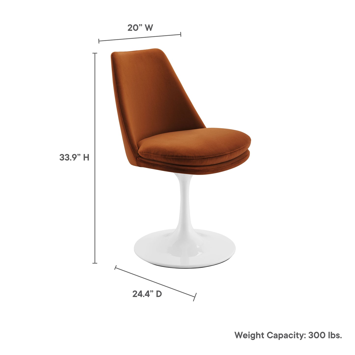 Lippa Performance Velvet Swivel Dining Chair by Modway EEI-6954-WHI-RUS