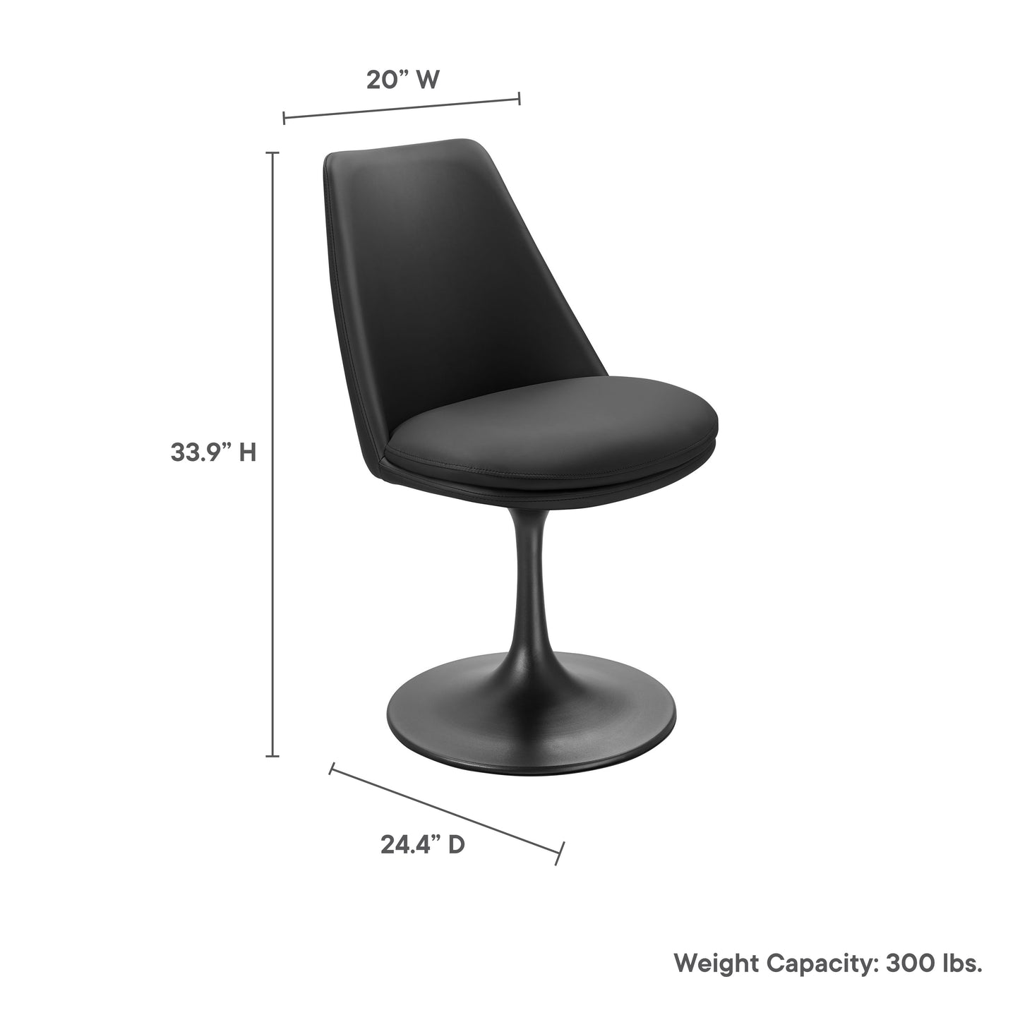 Lippa Vegan Leather Swivel Dining Chair by Modway EEI-6955-BLK-BLK