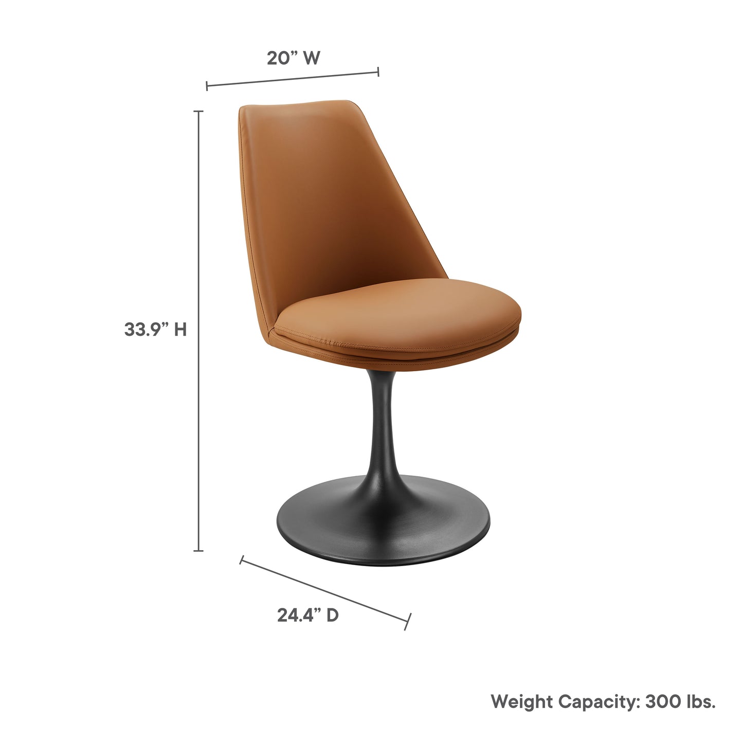 Lippa Vegan Leather Swivel Dining Chair by Modway EEI-6955-BLK-TAN