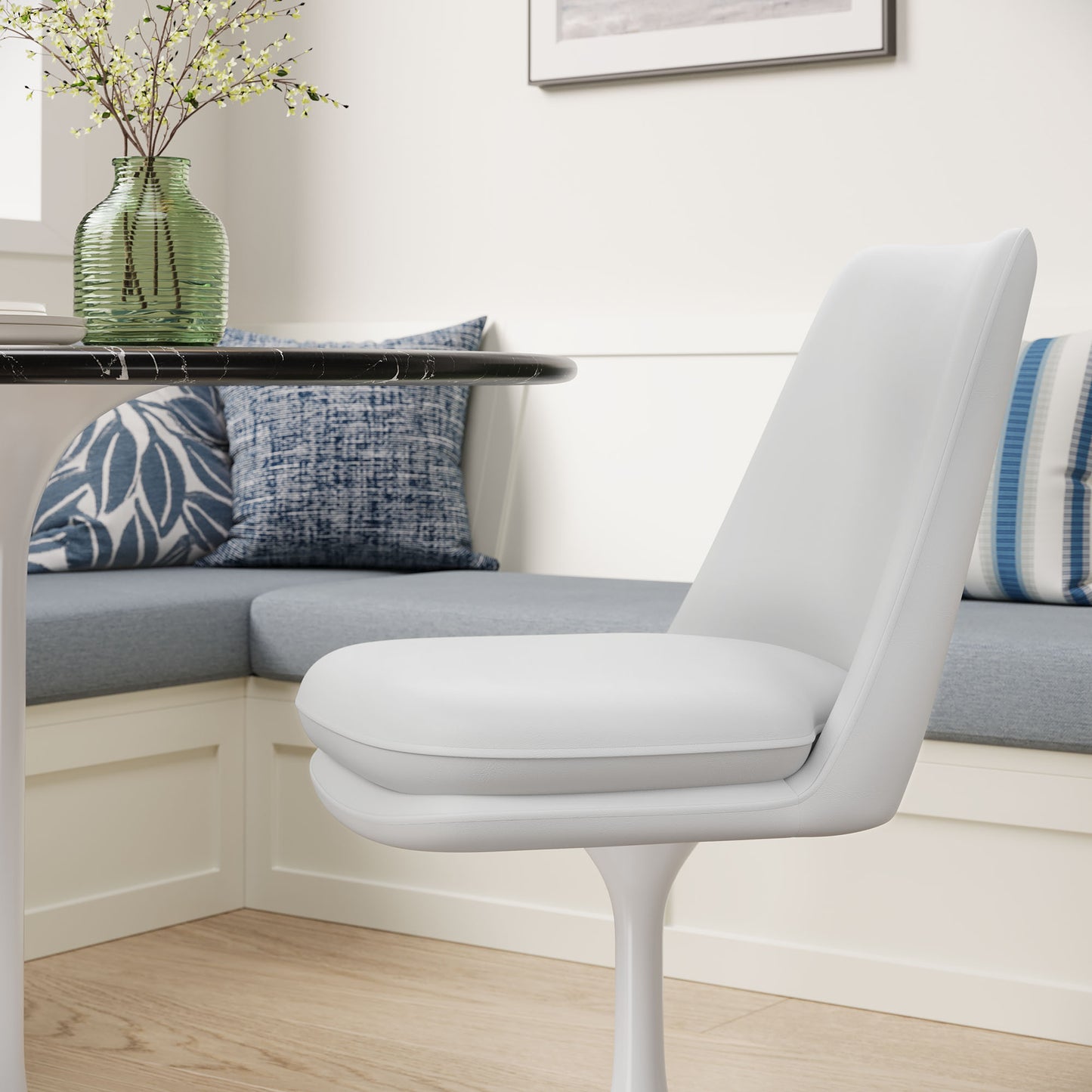 Lippa Vegan Leather Swivel Dining Chair by Modway EEI-6955-WHI-WHI