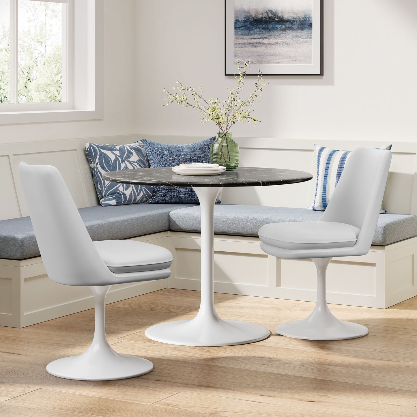 Lippa Vegan Leather Swivel Dining Chair by Modway EEI-6955-WHI-WHI