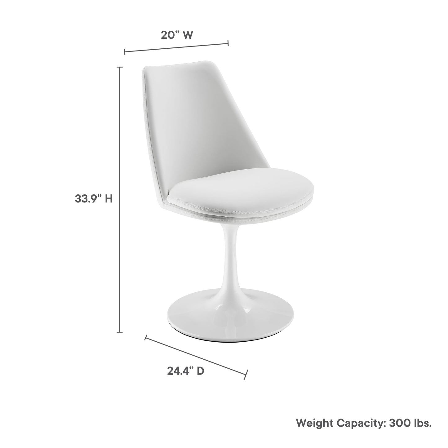 Lippa Vegan Leather Swivel Dining Chair by Modway EEI-6955-WHI-WHI