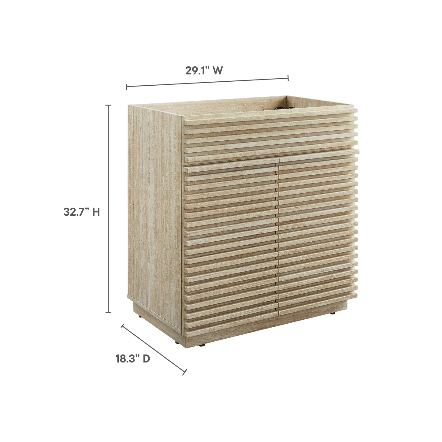 Render 30" Faux Travertine Bathroom Vanity Cabinet (Sink Not Included) by Modway EEI-6968-TRA