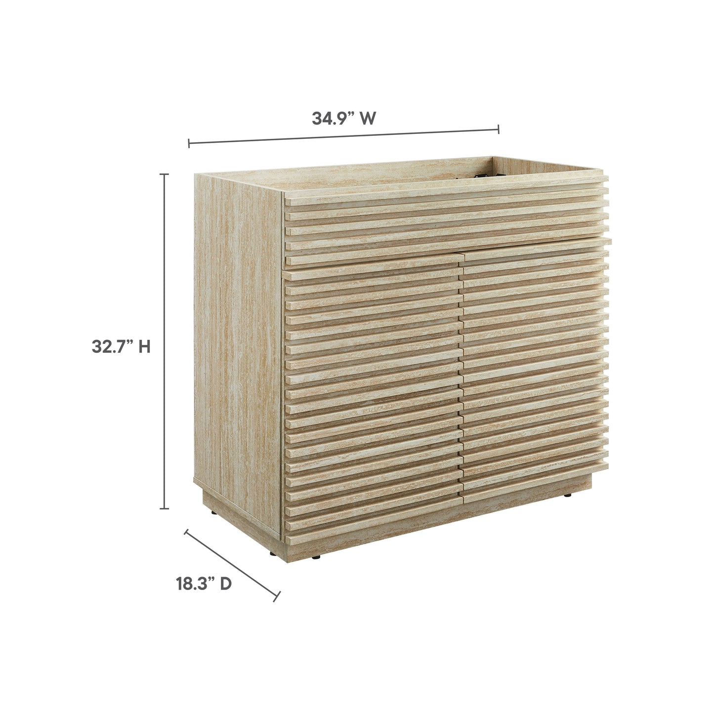 Render 36" Faux Travertine Bathroom Vanity Cabinet (Sink Not Included) by Modway EEI-6969-TRA