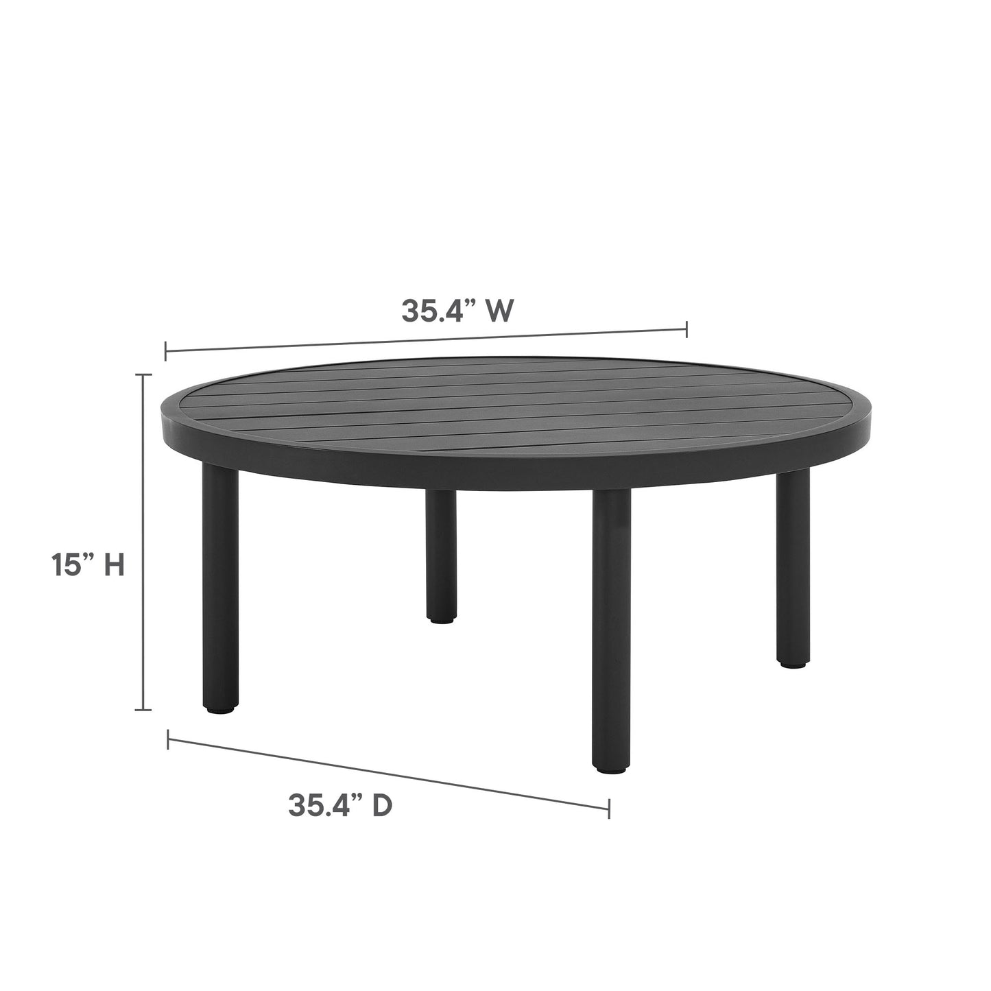 Terrace 35" Outdoor Patio Aluminum Round Coffee Table by Modway EEI-6978-GPH