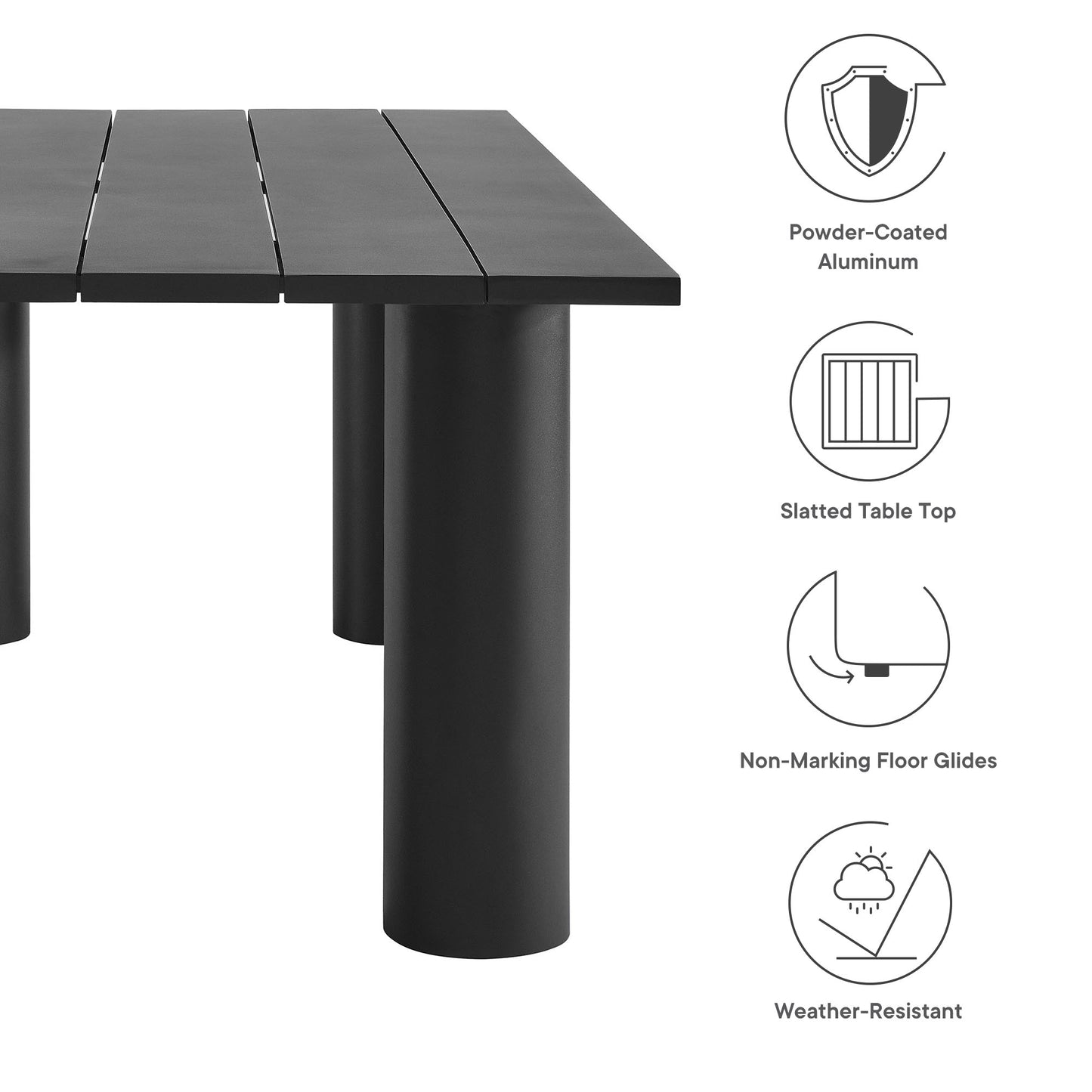 Nautica 7-Piece Rectangular Outdoor Patio Aluminum Dining Table and Chairs Set by Modway EEI-7062-CHA-GPH