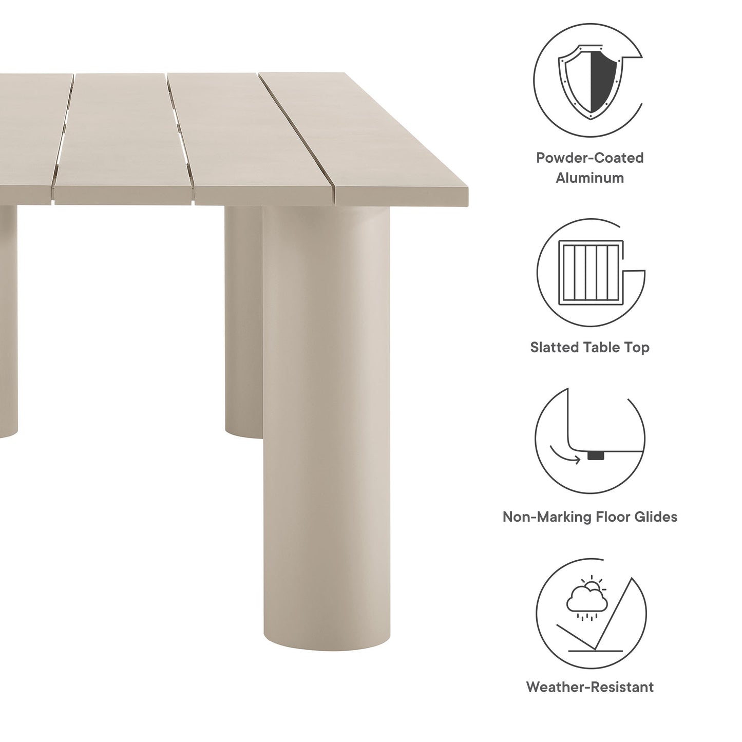 Nautica 7-Piece Rectangular Outdoor Patio Aluminum Dining Table and Chairs Set by Modway EEI-7062-IVO-TAU